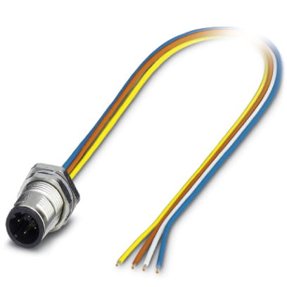 Phoenix Contact M12 Receptacle; SACC-DSI-MSD-4CON-M12/0;5 SCO; Male; 4-Pin; 4-Wire; D - Dual Key; Rear Mount; 0.5m Lead Wire